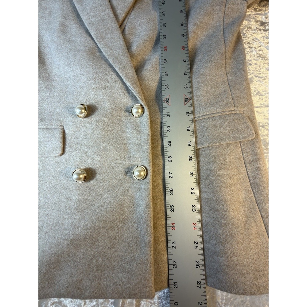 LOFT Petites Beige Double Breasted Blazer Pearl Button Jacket 8P - Picture 9 of 9